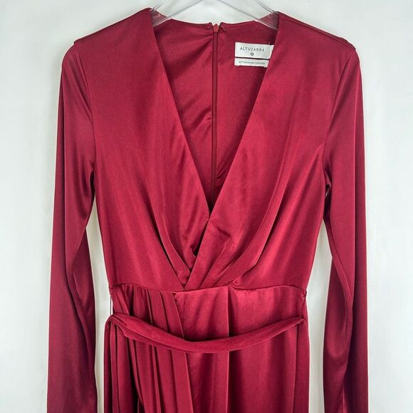 NWOT Altuzarra Target Red Burgundy Long Sleeve Midi Wrap Dress - Picture 6 of 8